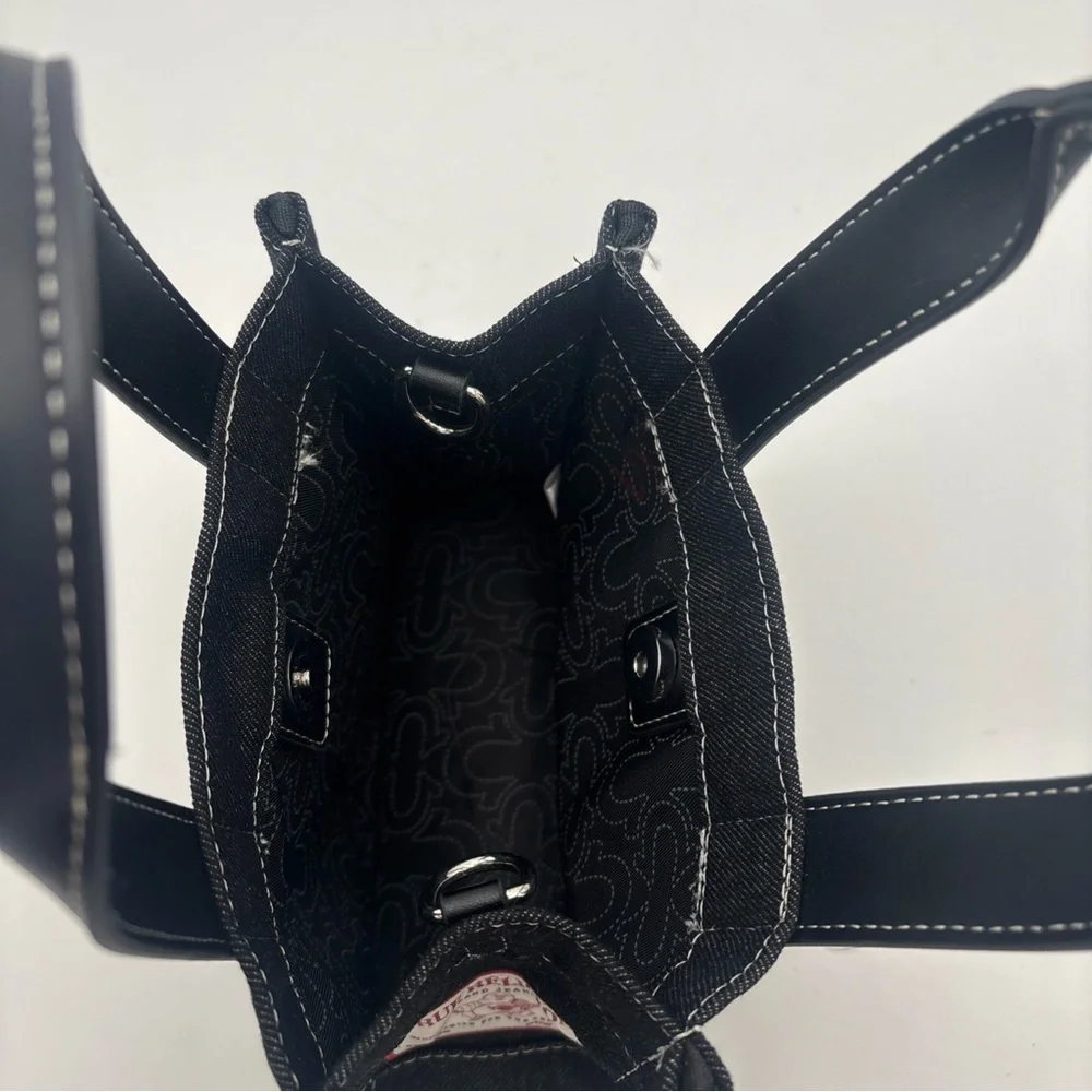 True Religion Black Denim‎ Tote with Red Patch